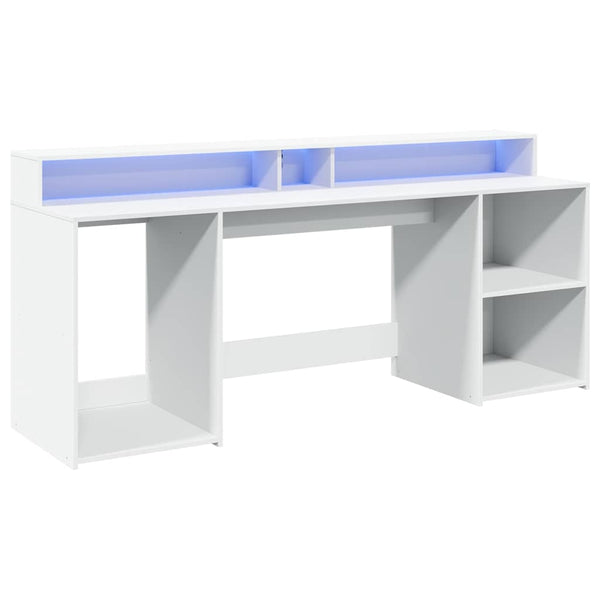 LED Schreibtisch Weiß 200 cm