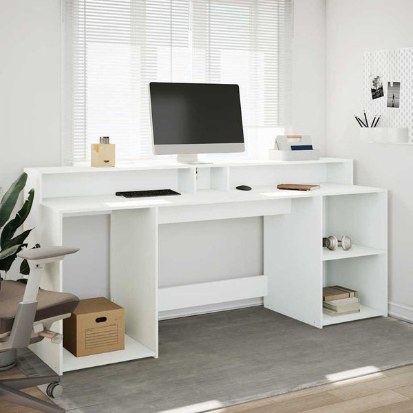 LED Schreibtisch Weiß 200 cm