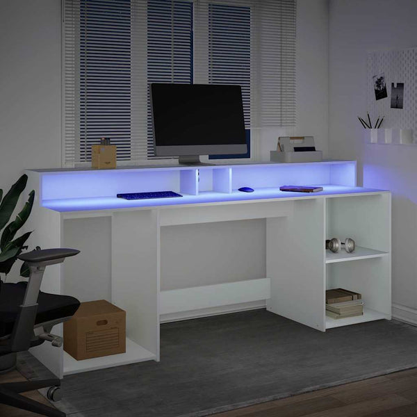 LED Schreibtisch Weiß 200 cm