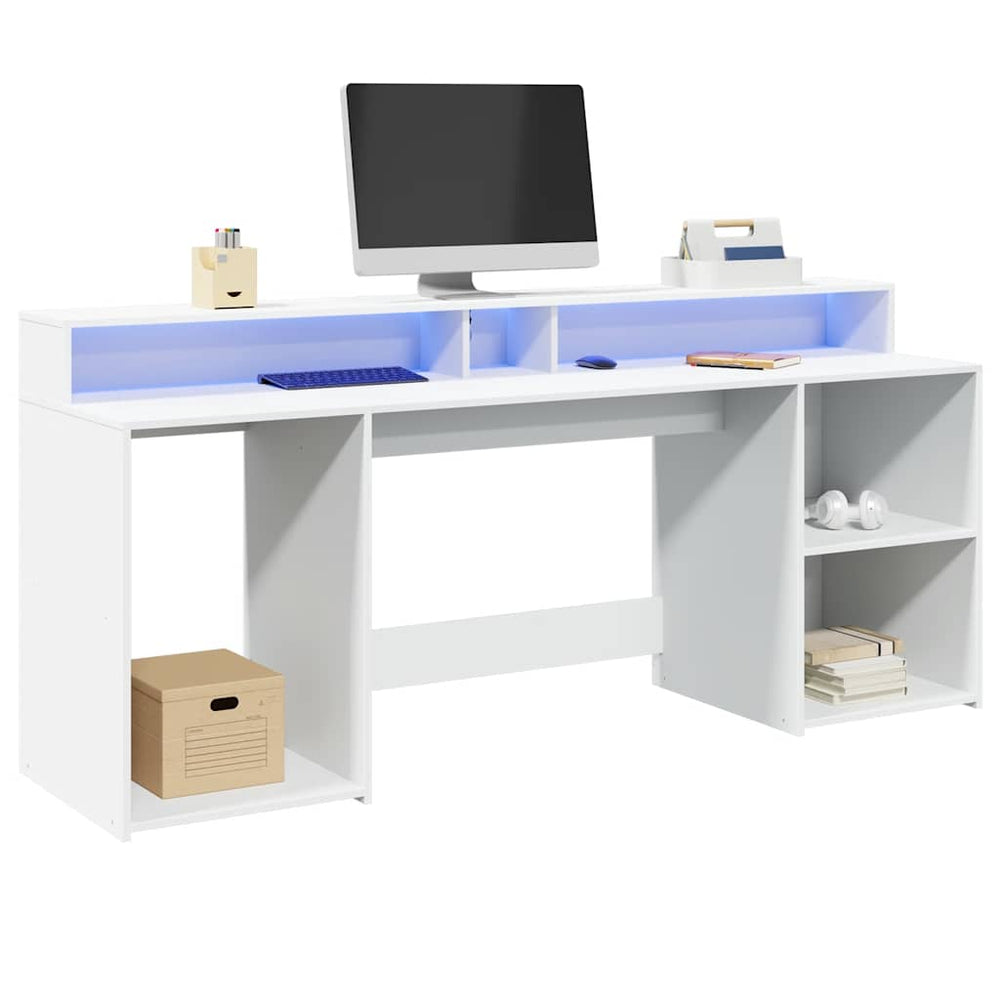LED Schreibtisch Weiß 200 cm