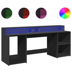 LED Schreibtisch Schwarz 200 cm