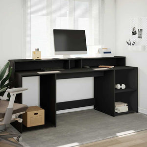 LED Schreibtisch Schwarz 200 cm