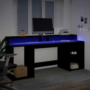 LED Schreibtisch Schwarz 200 cm