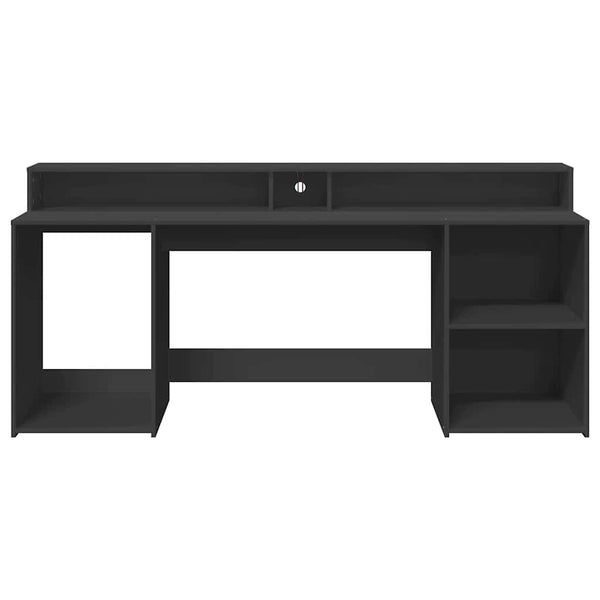 LED Schreibtisch Schwarz 200 cm