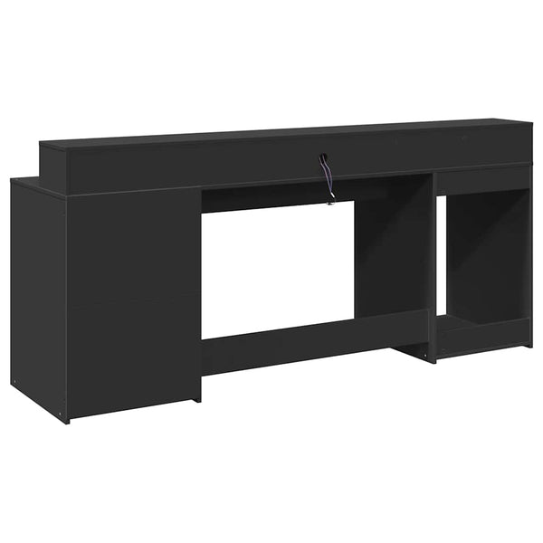 LED Schreibtisch Schwarz 200 cm