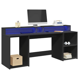 LED Schreibtisch Schwarz 200 cm