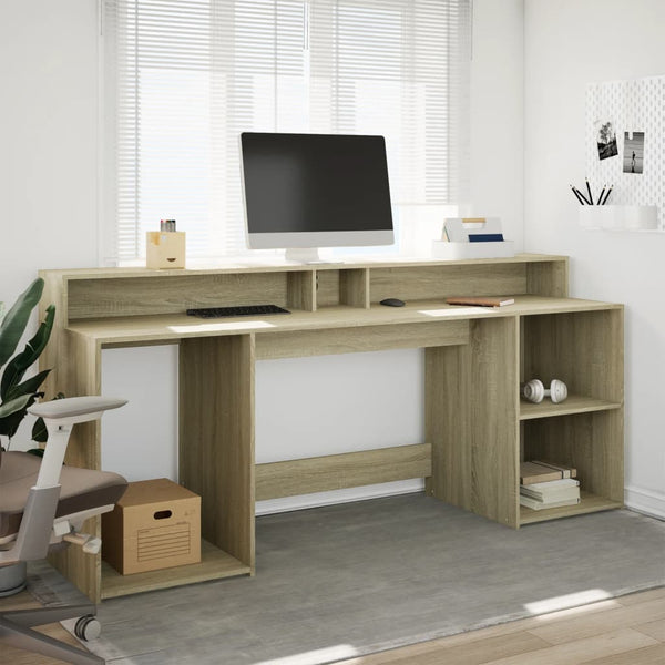 LED-Schreibtisch Sonoma-Eiche 200 cm