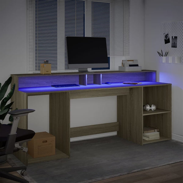 LED-Schreibtisch Sonoma-Eiche 200 cm