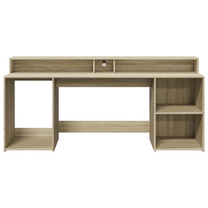 LED-Schreibtisch Sonoma-Eiche 200 cm