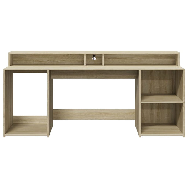 LED-Schreibtisch Sonoma-Eiche 200 cm