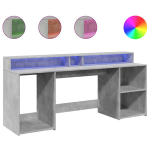 LED-Schreibtisch Betongrau 200 cm