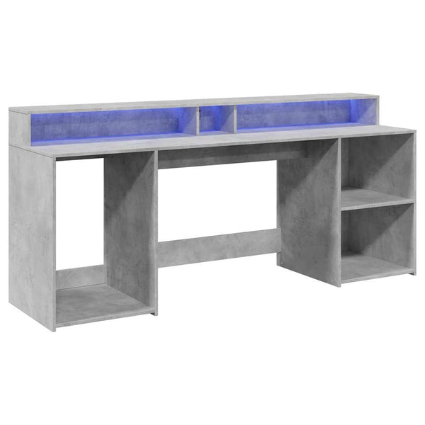 LED-Schreibtisch Betongrau 200 cm