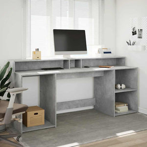 LED-Schreibtisch Betongrau 200 cm