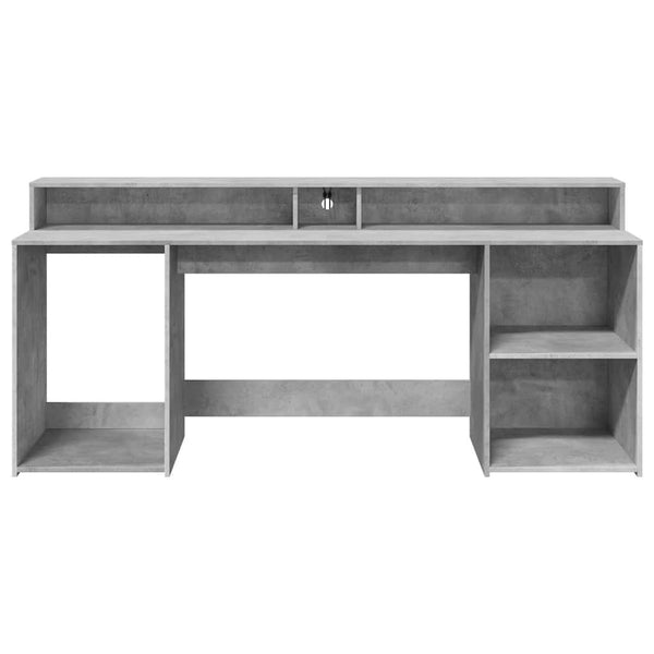 LED-Schreibtisch Betongrau 200 cm