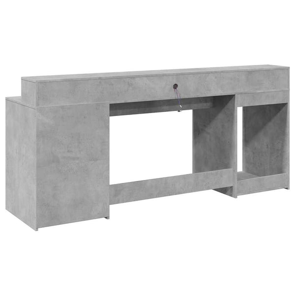 LED-Schreibtisch Betongrau 200 cm