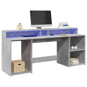 LED-Schreibtisch Betongrau 200 cm