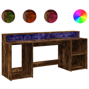 LED Schreibtisch Räuchereiche 200cm