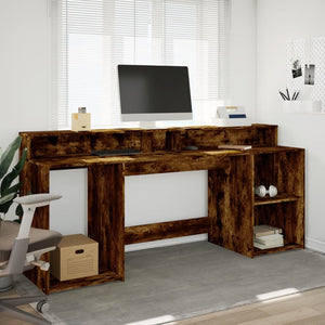 LED Schreibtisch Räuchereiche 200cm