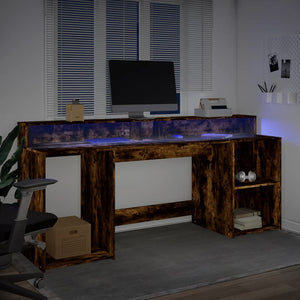 LED Schreibtisch Räuchereiche 200cm