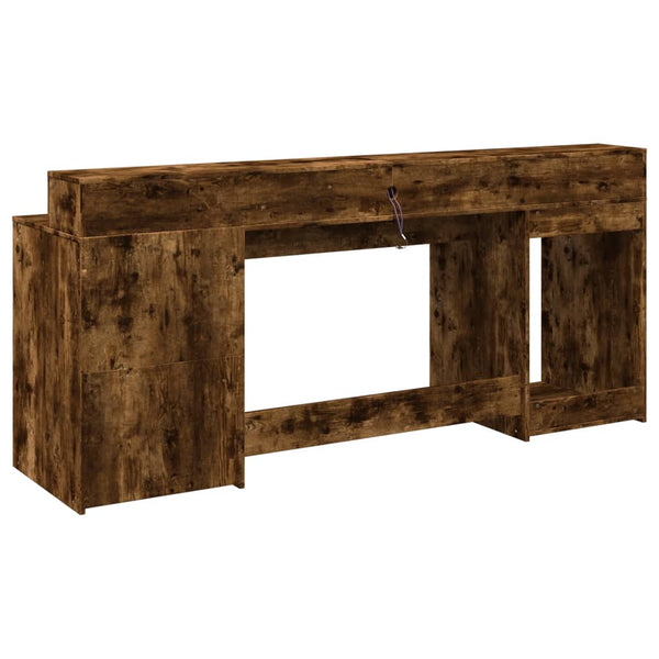 LED Schreibtisch Räuchereiche 200cm