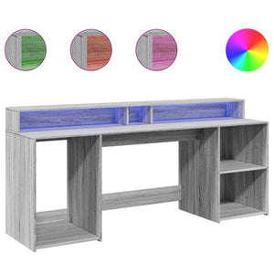 LED Schreibtisch Grau Sonoma 200 cm