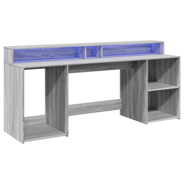 LED Schreibtisch Grau Sonoma 200 cm