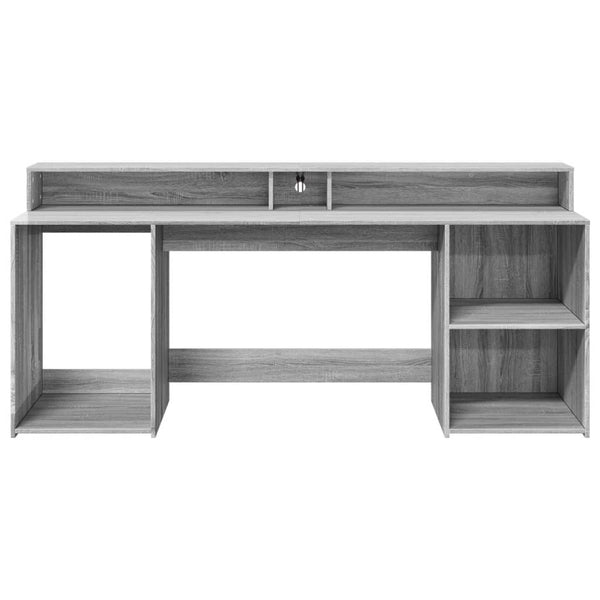 LED Schreibtisch Grau Sonoma 200 cm