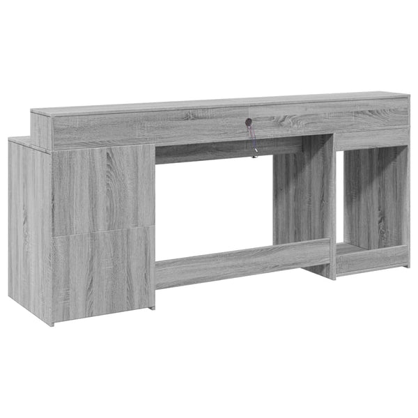 LED Schreibtisch Grau Sonoma 200 cm