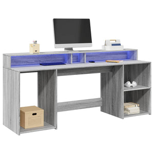 LED Schreibtisch Grau Sonoma 200 cm