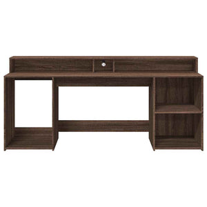 LED-Schreibtisch Braun Eichenoptik 200 cm