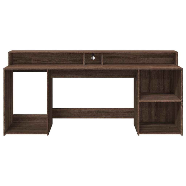 LED-Schreibtisch Braun Eichenoptik 200 cm