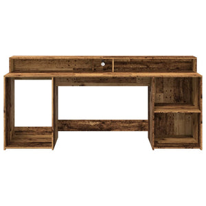 LED-Schreibtisch Altholz-Optik 200 cm