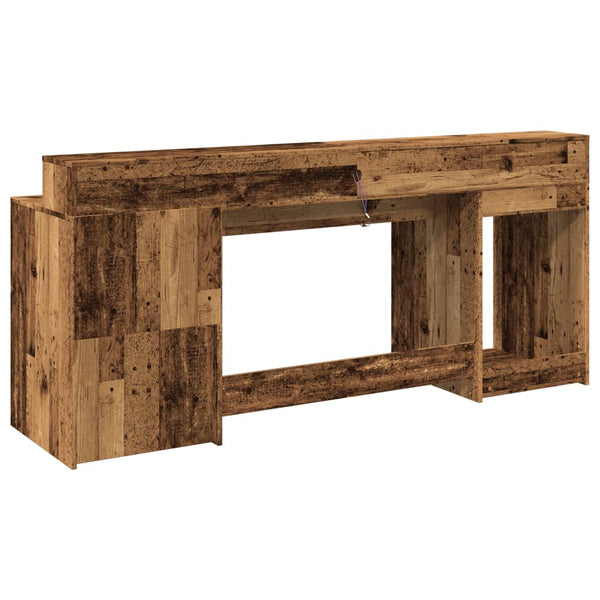LED-Schreibtisch Altholz-Optik 200 cm