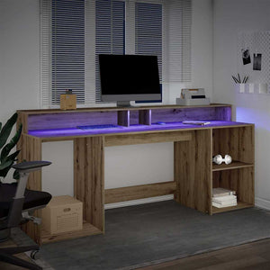 LED-Schreibtisch Artisan Eiche 200 cm