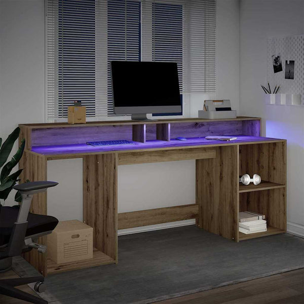 LED-Schreibtisch Artisan Eiche 200 cm