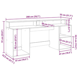 LED-Schreibtisch Artisan Eiche 200 cm