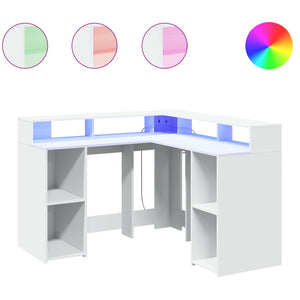 LED-Schreibtisch Weiß 130x130 cm
