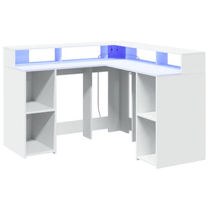 LED-Schreibtisch Weiß 130x130 cm