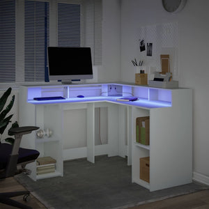 LED-Schreibtisch Weiß 130x130 cm