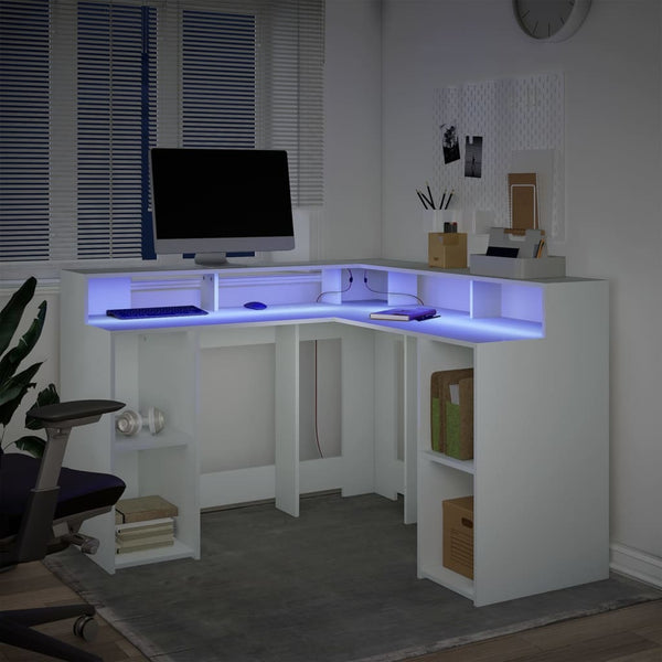 LED-Schreibtisch Weiß 130x130 cm