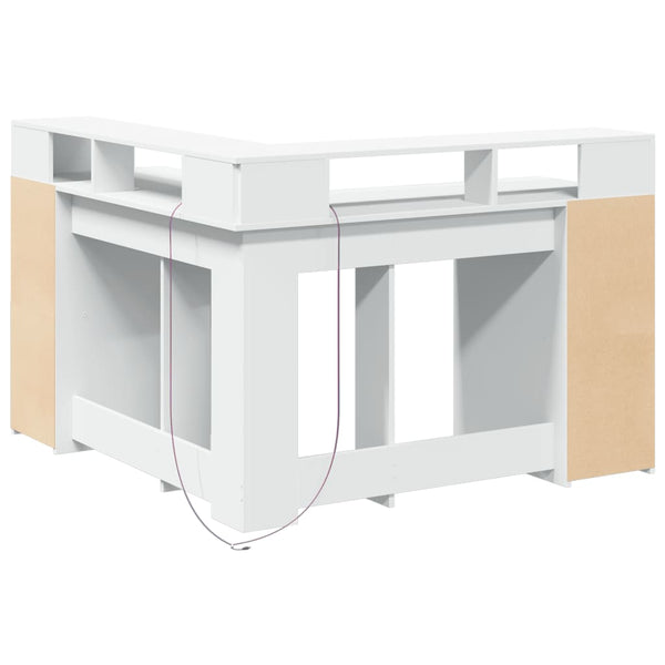 LED-Schreibtisch Weiß 130x130 cm