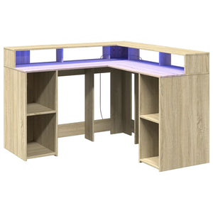 LED Schreibtisch Sonoma Eiche 130x130 cm