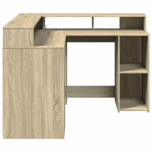 LED Schreibtisch Sonoma Eiche 130x130 cm