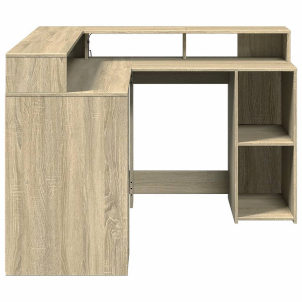 LED Schreibtisch Sonoma Eiche 130x130 cm