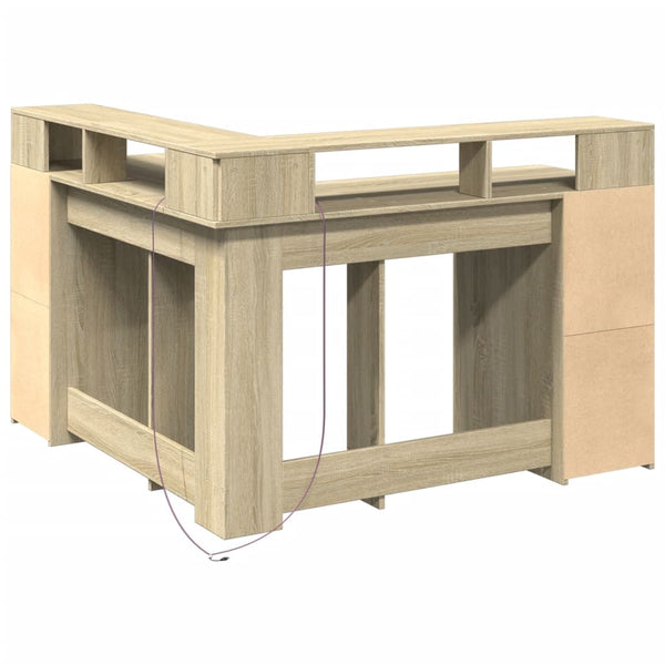 LED Schreibtisch Sonoma Eiche 130x130 cm