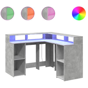 LED Schreibtisch Betongrau 130x130 cm