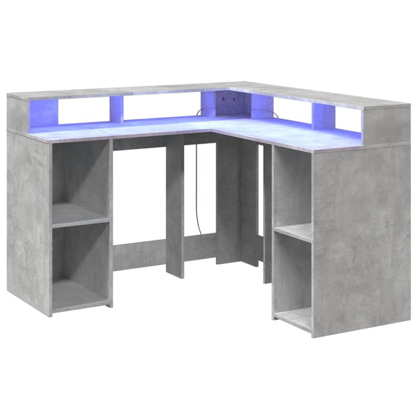 LED Schreibtisch Betongrau 130x130 cm