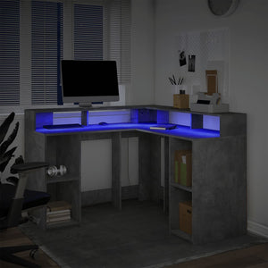 LED Schreibtisch Betongrau 130x130 cm