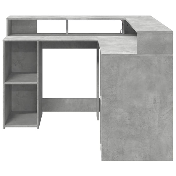 LED Schreibtisch Betongrau 130x130 cm
