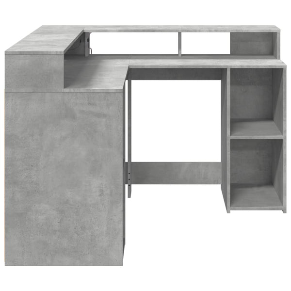 LED Schreibtisch Betongrau 130x130 cm